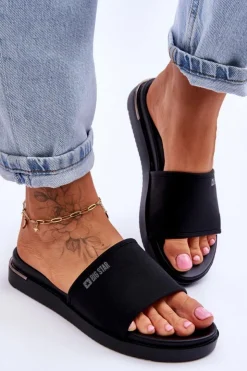 Clearance Big Star Shoes Damskie Klapki Na Platformie Big Star LL274930 Czarne