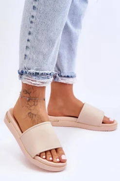 Big Star Shoes Klapki Damskie Big Star|Klapki Na Platformie*Damskie Klapki Na Platformie Big Star LL274933 Beżowe