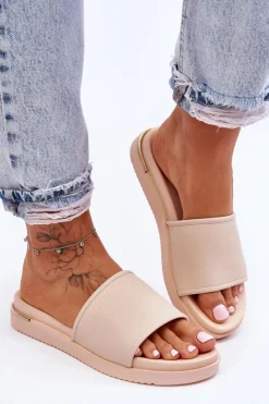 Big Star Shoes Klapki Damskie Big Star|Klapki Na Platformie*Damskie Klapki Na Platformie Big Star LL274933 Beżowe