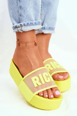Damskie Boto Damskie Klapki Na Platformie Żółte RICH
