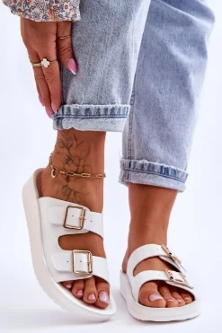 Boto Klapki Na Platformie|Klapki Damskie Klasyczne*Damskie Klapki Na Platformie Z Paskami Białe Clever