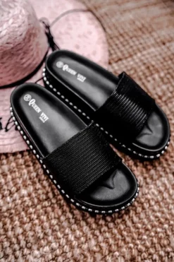 Boto Klapki Na Platformie|Klapki Damskie Klasyczne*Damskie Klapki na Platformie Czarne Srebrne Venima