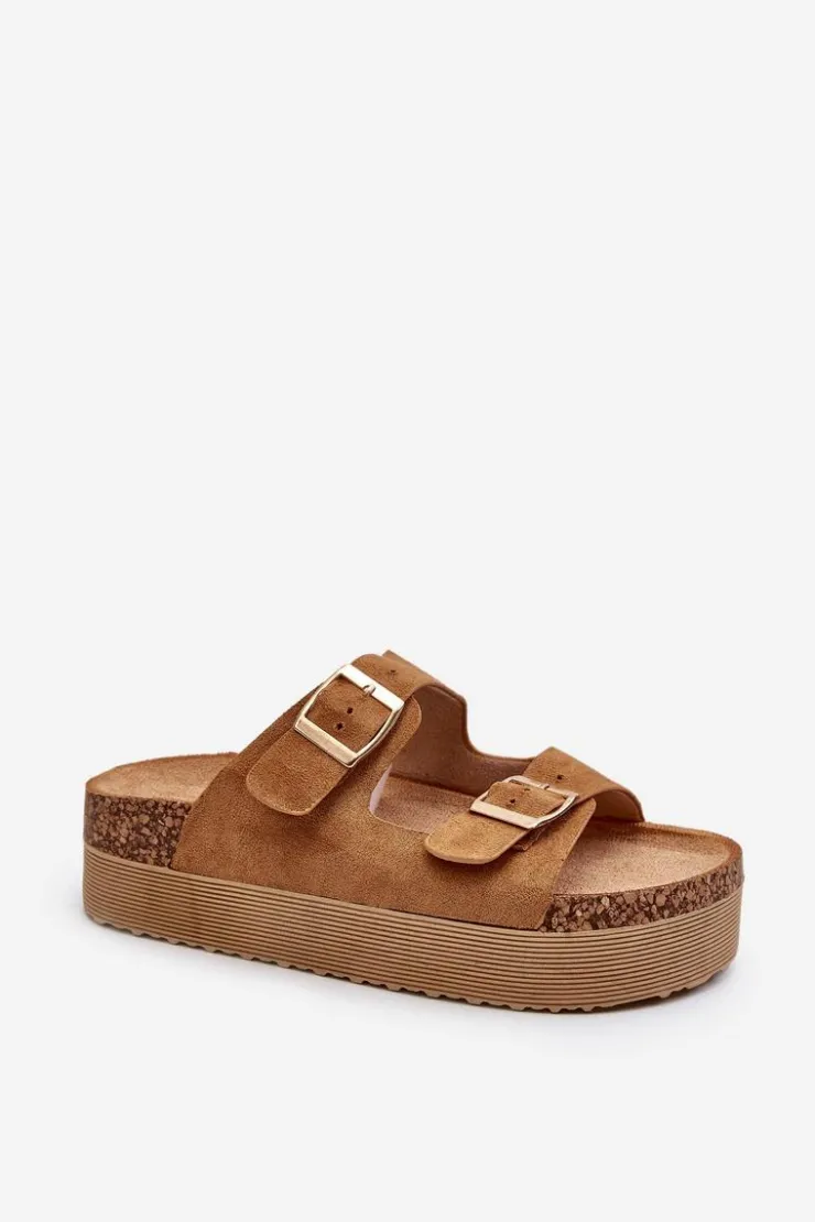 Hot Boto Damskie Klapki Na Platformie Z Klamrami Camel Lolpey