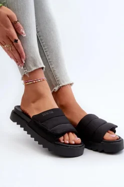 Big Star Shoes Klapki Damskie Big Star|Klapki Na Platformie*Damskie Klapki Na Platformie Big Star NN274772 Czarne Czarny