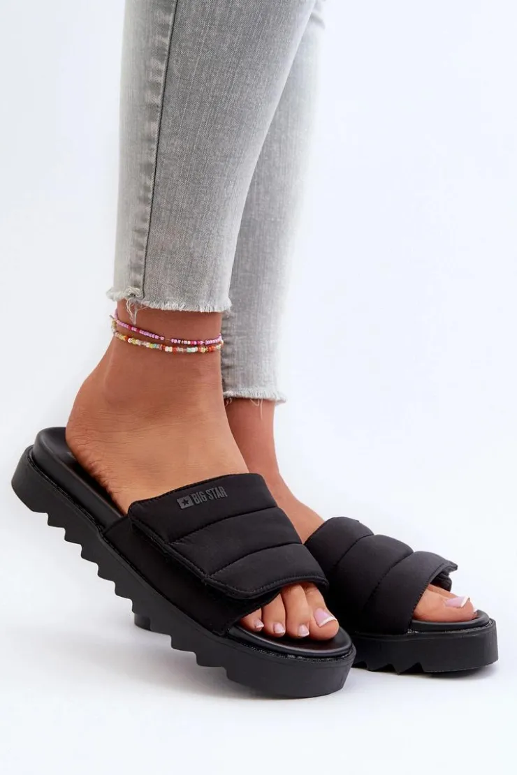 Big Star Shoes Klapki Damskie Big Star|Klapki Na Platformie*Damskie Klapki Na Platformie Big Star NN274772 Czarne Czarny