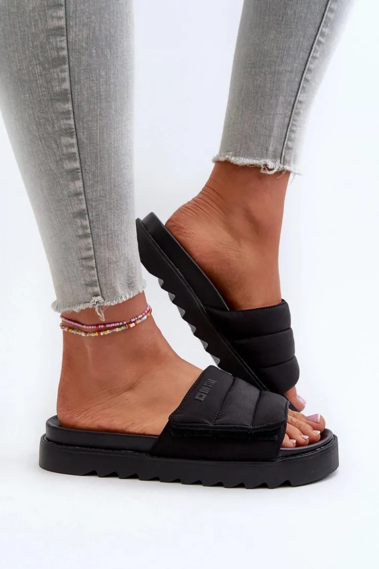 Big Star Shoes Klapki Damskie Big Star|Klapki Na Platformie*Damskie Klapki Na Platformie Big Star NN274772 Czarne Czarny