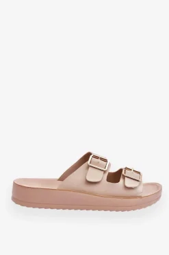 Damskie Boto Damskie Klapki Na Platformie Z Paskami Beżowe Clever