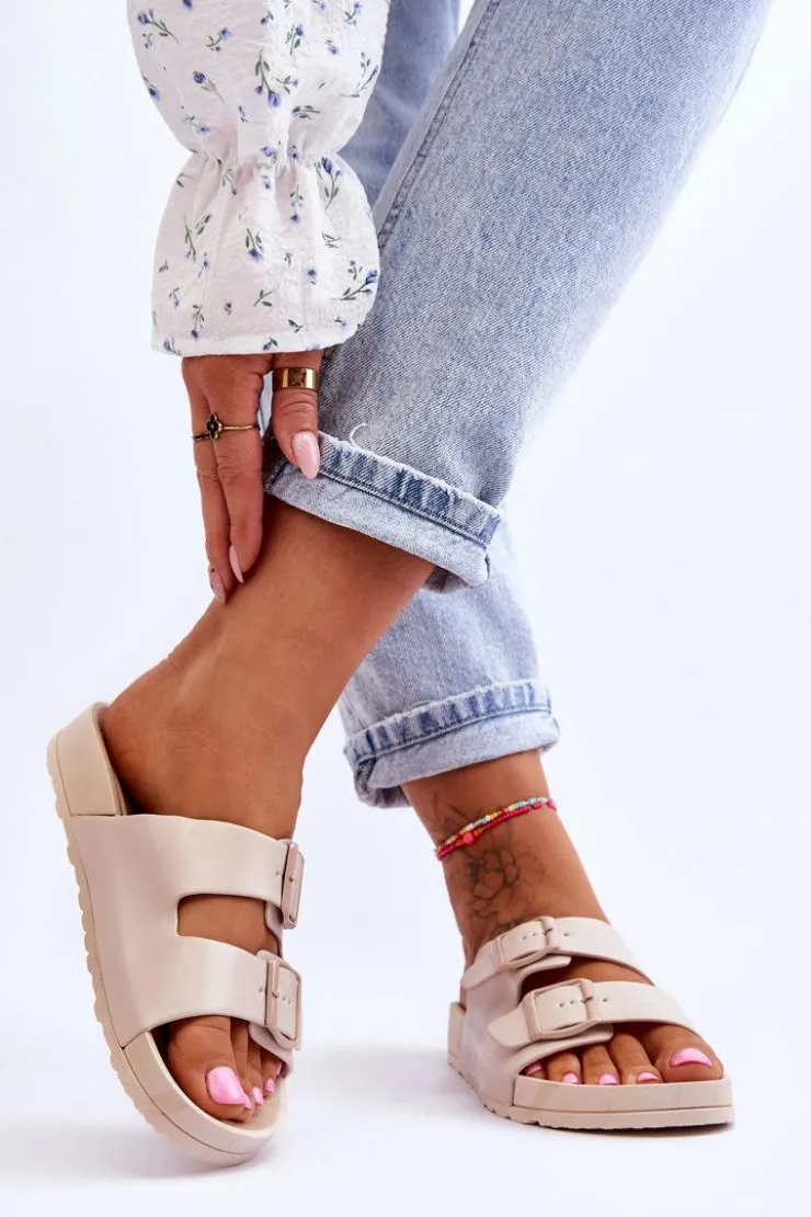 Boto Klapki Na Platformie*Damskie Klapki Na Platformie Beżowe Vertigo