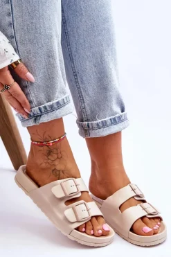 Boto Klapki Na Platformie*Damskie Klapki Na Platformie Beżowe Vertigo