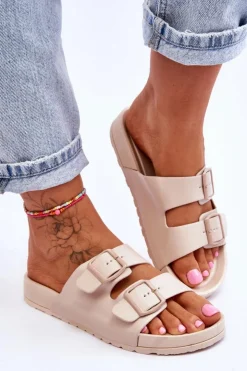 Boto Klapki Na Platformie*Damskie Klapki Na Platformie Beżowe Vertigo