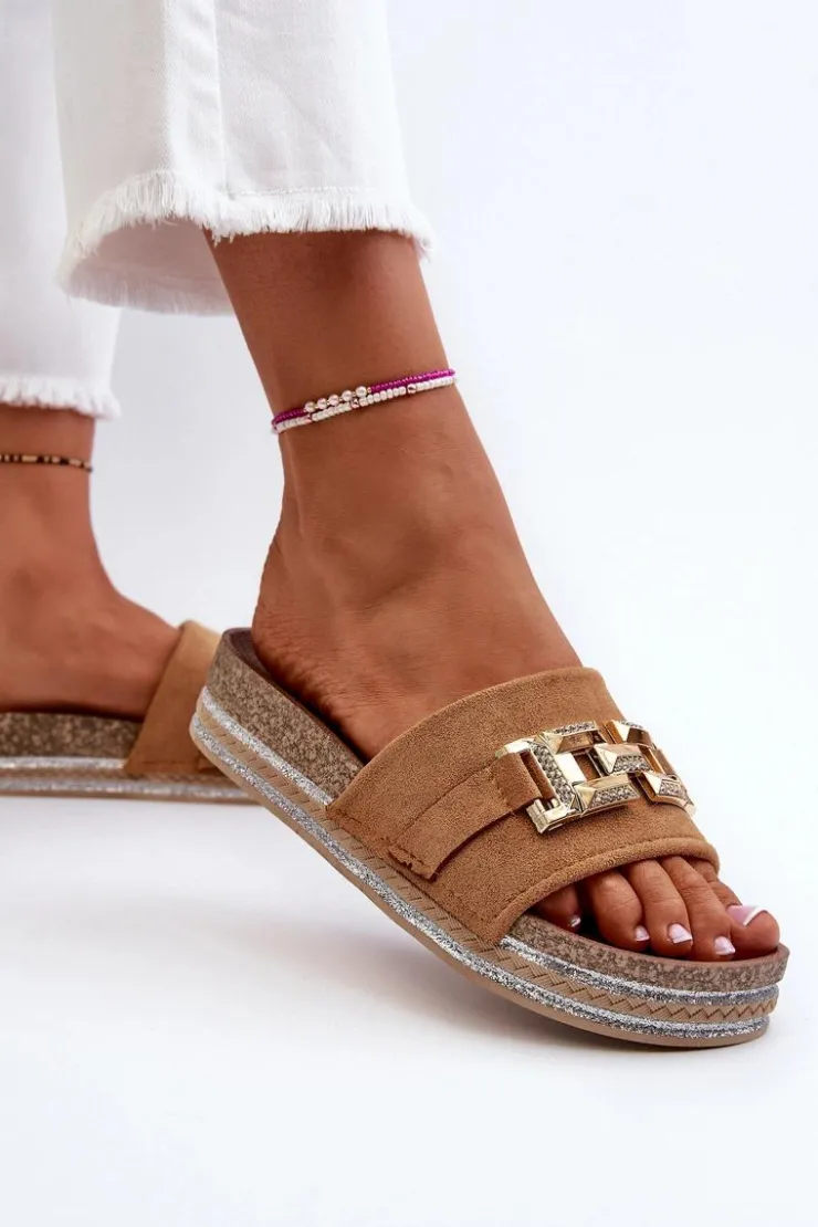 Damskie Boto Damskie Klapki Na Platformie Z Ozdobą Camel Vapireta