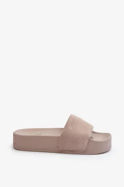 Hot Big Star Shoes Damskie Klapki Na Platformie Zamszowe Big Star NN274A671 Beżowe Beżowy