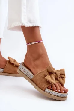 Damskie Boto Damskie Klapki Na Platformie Z Kokardą Camel Aflia