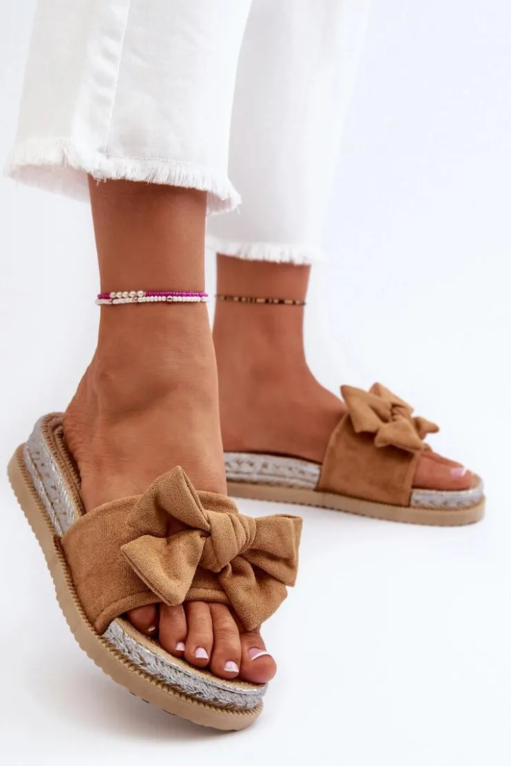 Damskie Boto Damskie Klapki Na Platformie Z Kokardą Camel Aflia