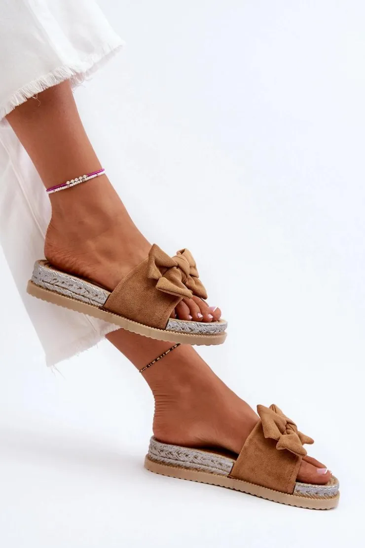 Damskie Boto Damskie Klapki Na Platformie Z Kokardą Camel Aflia