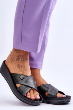 Damskie Buty damskie Vinceza Damskie Klapki Na Platformie Z Ozdobą Czarne Brooklyn