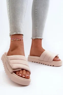 Damskie Big Star Shoes Damskie Klapki Na Platformie Big Star NN274773 Beżowe