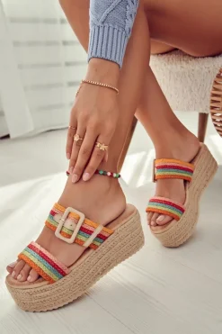 Damskie Boto Damskie Klapki Na Platformie Multikolor Lazare