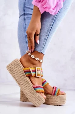 Damskie Boto Damskie Klapki Na Platformie Multikolor Lazare