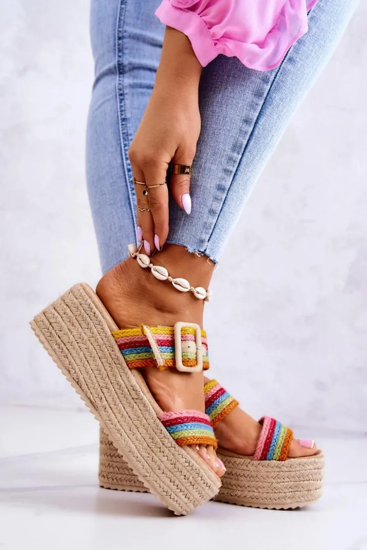 Damskie Boto Damskie Klapki Na Platformie Multikolor Lazare