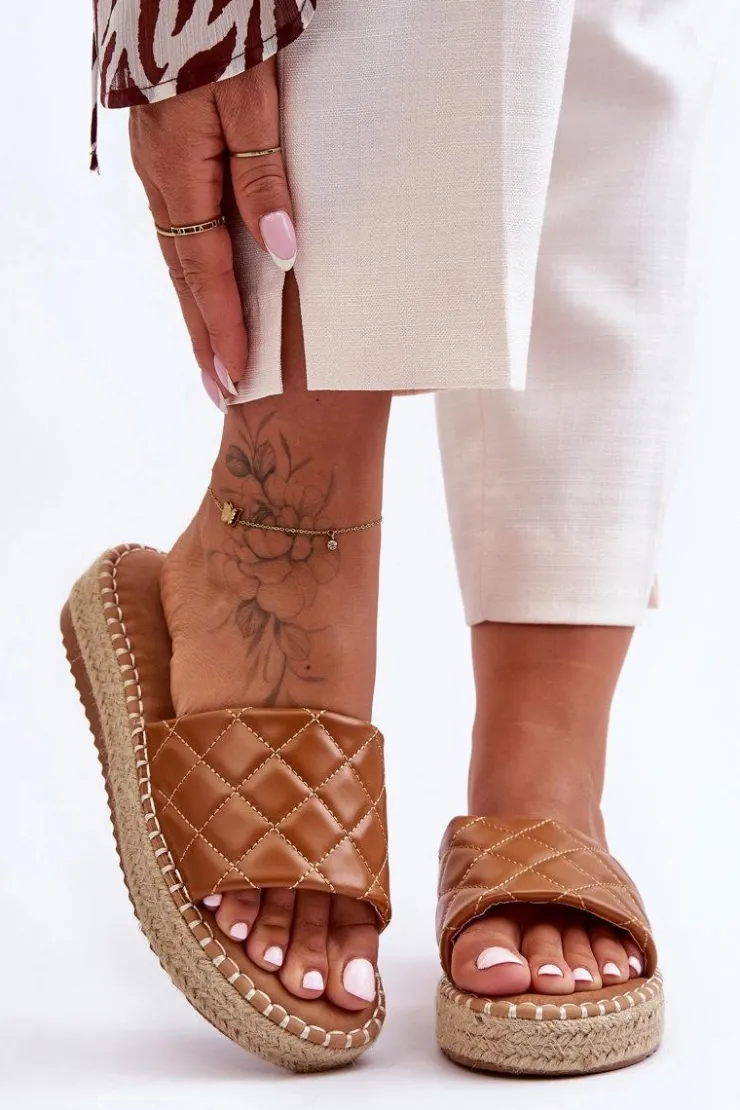 Sale Boto Damskie Klapki Na Platformie Camel Lullaby