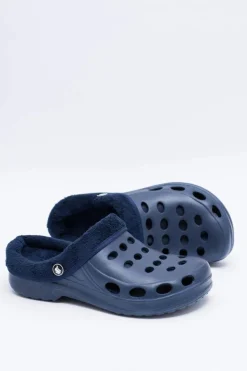 Discount Boto Damskie Klapki Ocieplane Granatowe Kroksy EVA