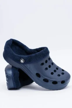 Discount Boto Damskie Klapki Ocieplane Granatowe Kroksy EVA