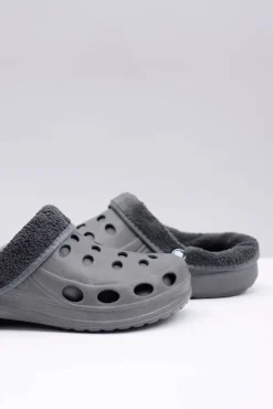 Damskie Boto Damskie Klapki Ocieplane Szare Kroksy EVA