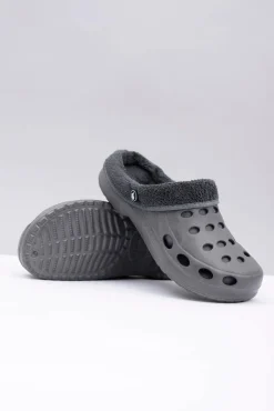 Damskie Boto Damskie Klapki Ocieplane Szare Kroksy EVA