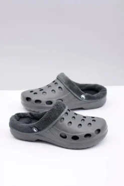 Damskie Boto Damskie Klapki Ocieplane Szare Kroksy EVA