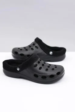 Damskie Boto Damskie Klapki Ocieplane Czarne Kroksy EVA