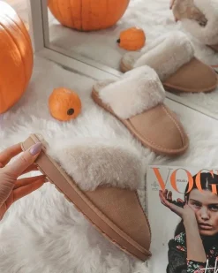 Sale Boto Damskie Klapki Papcie Beżowe Mirendy