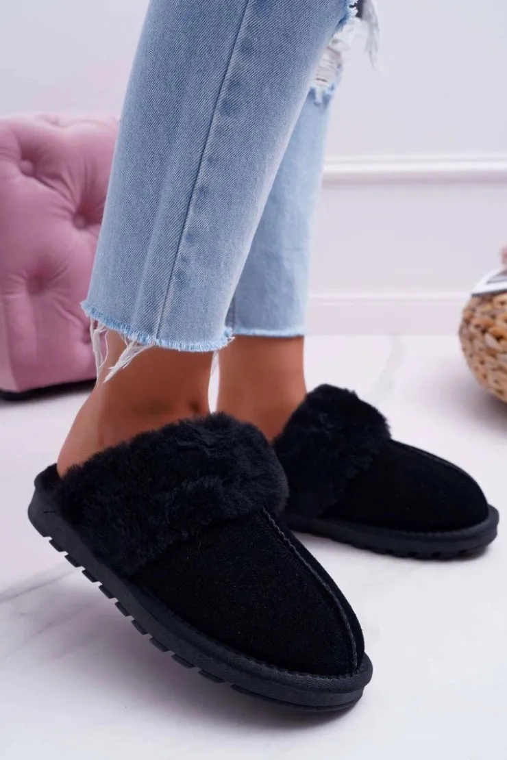 Boto Kapcie Klasyczne*Damskie Klapki Papcie Czarne Mirendy