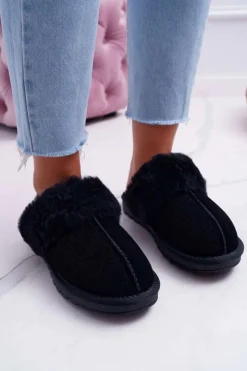 Boto Kapcie Klasyczne*Damskie Klapki Papcie Czarne Mirendy