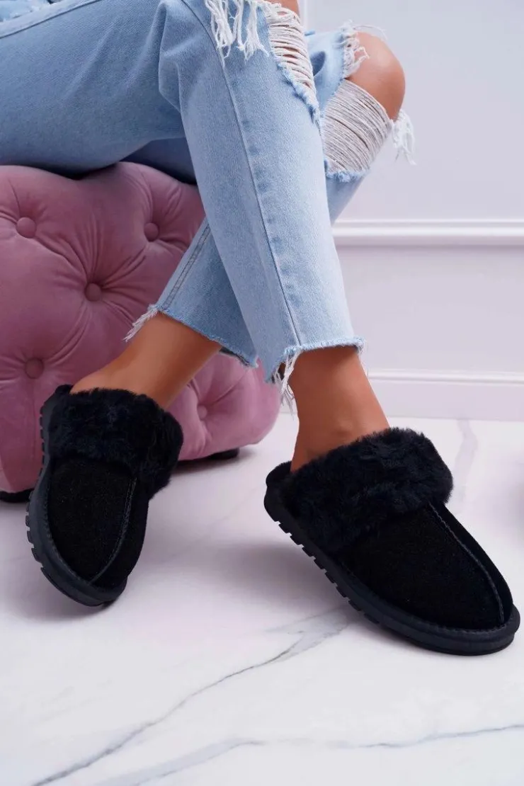 Boto Kapcie Klasyczne*Damskie Klapki Papcie Czarne Mirendy