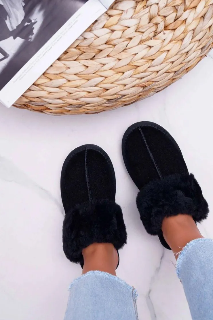 Boto Kapcie Klasyczne*Damskie Klapki Papcie Czarne Mirendy