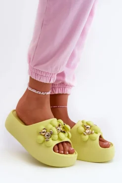 Boto Klapki Na Platformie|Klapki Damskie Klasyczne*Damskie Klapki Piankowe Z Ozdobami Na Grubej Podeszwie Limonkowe Bremavia Żółty