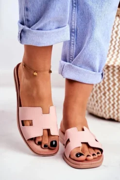 Boto Klapki Damskie Klasyczne*Damskie Klapki Różowe Geometryczne Klasyczne Theodora