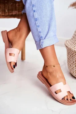 Boto Klapki Damskie Klasyczne*Damskie Klapki Różowe Geometryczne Klasyczne Theodora