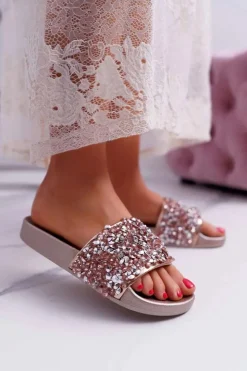 Damskie Boto Damskie Klapki Różowe Złoto Glamour