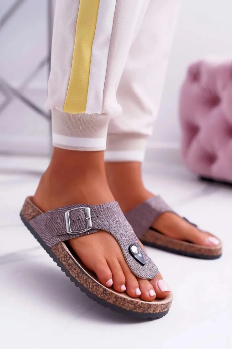 Boto Klapki Damskie Japonki*Damskie Klapki Szare Japonki Baisan