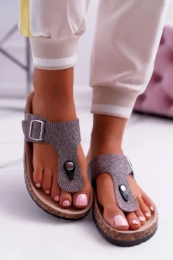 Boto Klapki Damskie Japonki*Damskie Klapki Szare Japonki Baisan