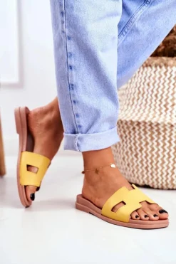 Sale Boto Damskie Klapki Żółte Geometryczne Klasyczne Theodora