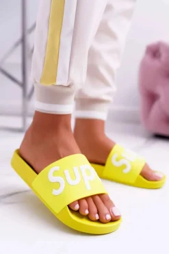 Best Boto Damskie Klapki Żółte Super Losaria