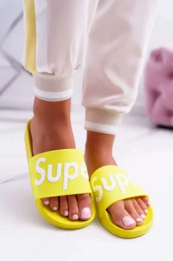 Best Boto Damskie Klapki Żółte Super Losaria
