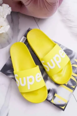 Best Boto Damskie Klapki Żółte Super Losaria