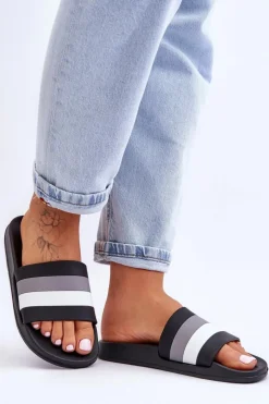 Damskie Boto Damskie Klapki W Paski Czarne Vision