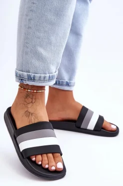 Damskie Boto Damskie Klapki W Paski Czarne Vision