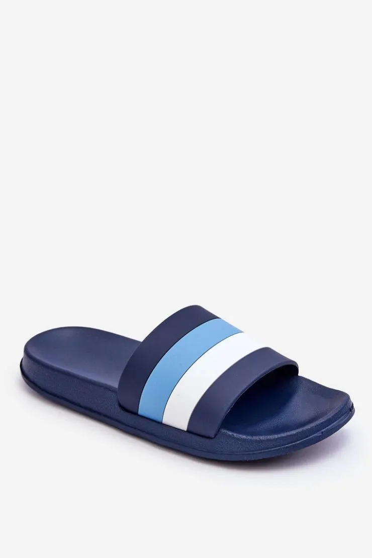 Boto Klapki Sportowe|Klapki Basenowe*Damskie Klapki W Paski Granatowe Vision