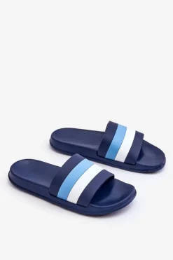 Boto Klapki Sportowe|Klapki Basenowe*Damskie Klapki W Paski Granatowe Vision